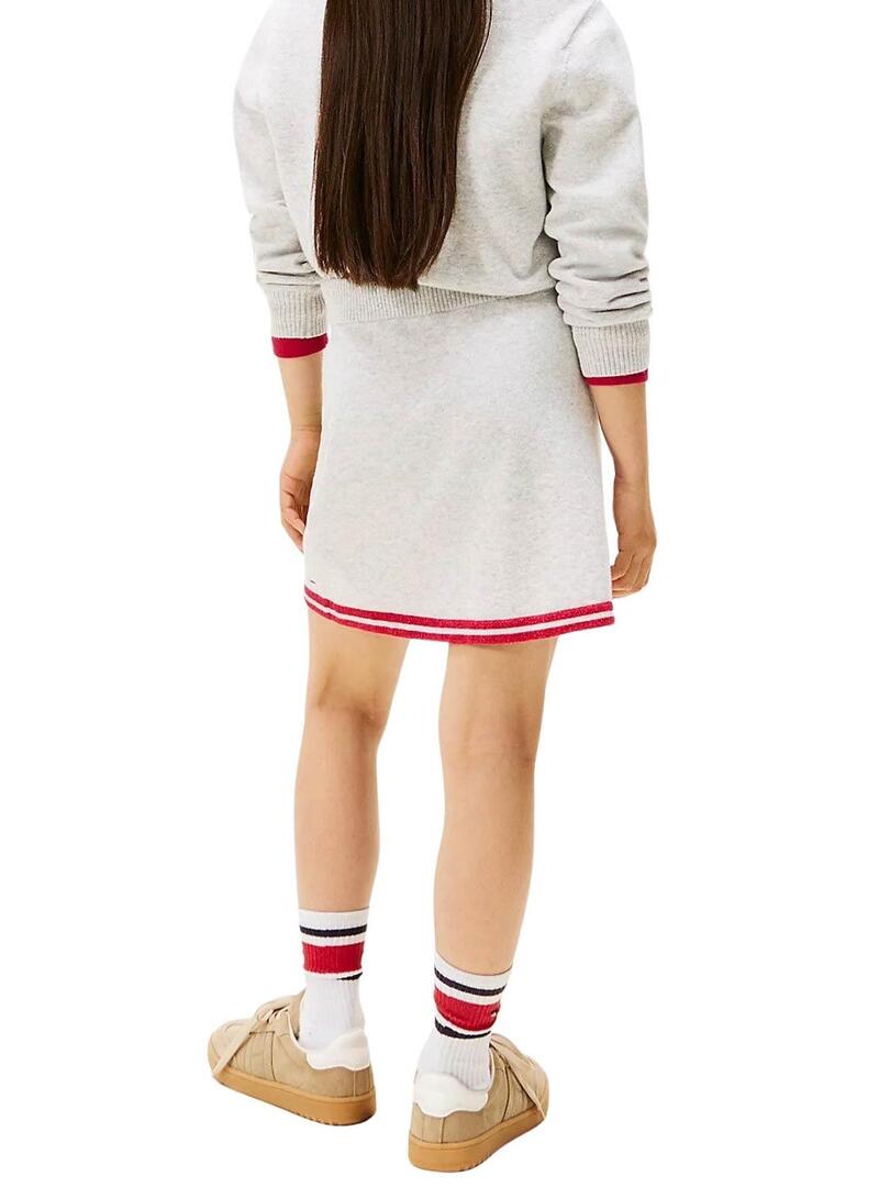 Gonna Tommy Hilfiger Varsity grigia in maglia per bambina