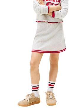 Gonna Tommy Hilfiger Varsity grigia in maglia per bambina