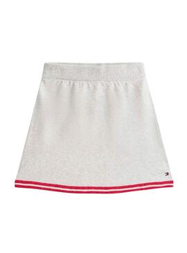 Gonna Tommy Hilfiger Varsity grigia in maglia per bambina