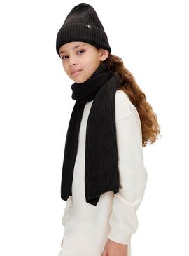 Cuffia e sciarpa Calvin Klein nera per bambini