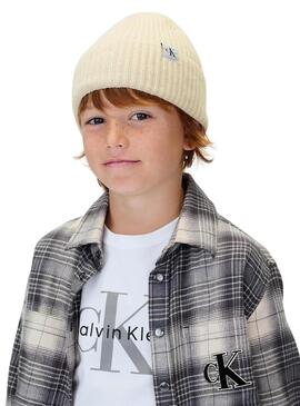 Cappello Calvin Klein Monogram Rib beige per bambini