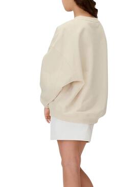 Felpa Calvin Klein con monogramma beige per bambina