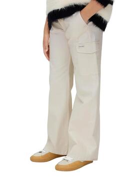 Pantaloni cargo a zampa Calvin Klein beige per ragazze