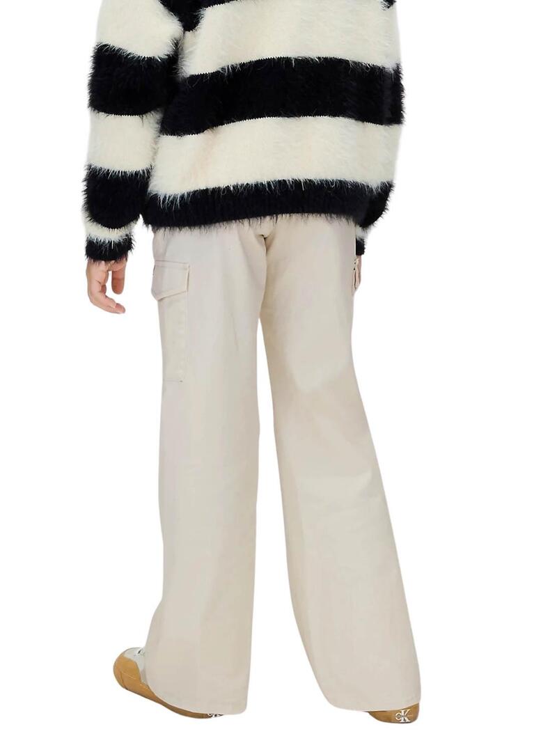 Pantaloni cargo a zampa Calvin Klein beige per ragazze
