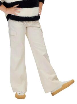 Pantaloni cargo a zampa Calvin Klein beige per ragazze