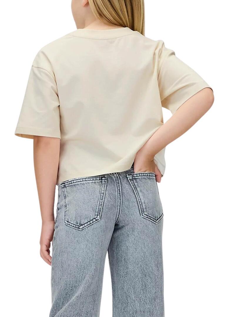 Maglietta Calvin Klein Towling Monologo Beige ragazza