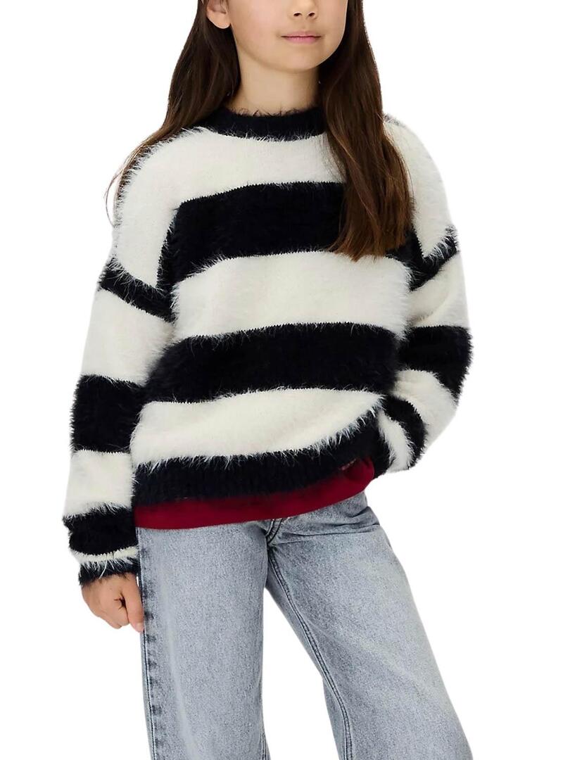 Maglia a righe bianche e nere Calvin Klein per bambina