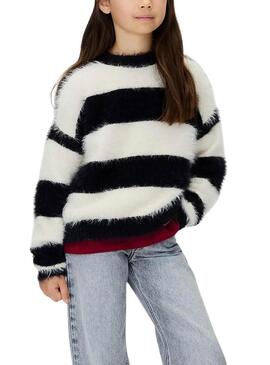 Maglia a righe bianche e nere Calvin Klein per bambina
