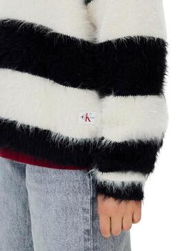 Maglia a righe bianche e nere Calvin Klein per bambina