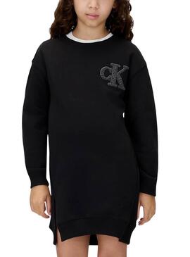 Abito Calvin Klein Towling Monogram nero bambina