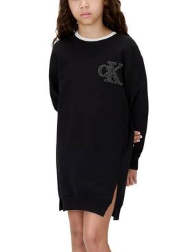 Abito Calvin Klein Towling Monogram nero bambina