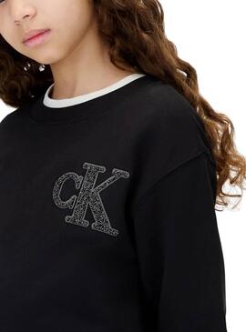Abito Calvin Klein Towling Monogram nero bambina