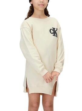 Abito Calvin Klein Towling Monogram beige bambina