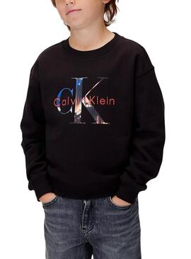 Felpa Calvin Klein con logo foto nero bambino
