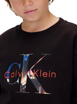 Felpa Calvin Klein con logo foto nero bambino