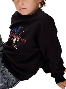 Felpa Calvin Klein con logo foto nero bambino