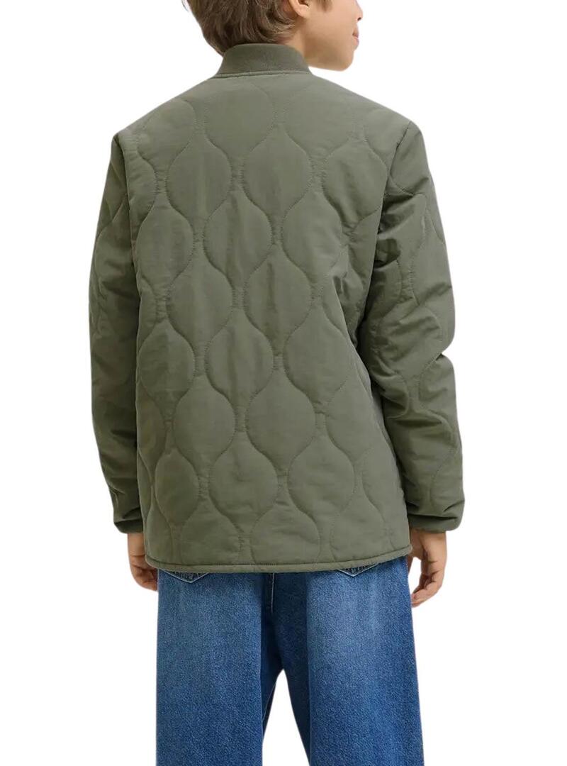Giacca a vento imbottita verde per bambino Jack and Jones Hero.