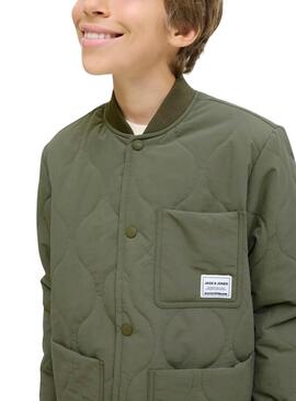 Giacca a vento imbottita verde per bambino Jack and Jones Hero.