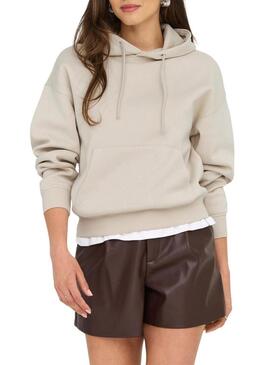 Felpa con cappuccio Only Best color beige per donna
