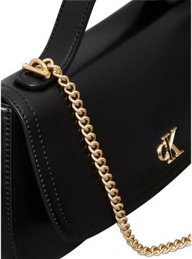 Borsa Calvin Klein Jeans con catena CK nera per donna