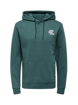 Felpa Only and Sons Ceres Claude verde per uomo