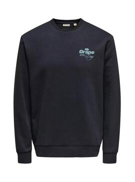 Felpa Only and Sons Fresco nera e blu per uomo