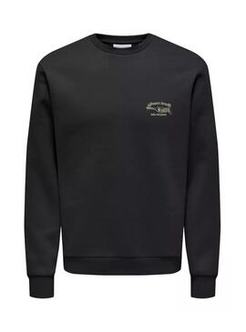 Felpa Only and Sons Fresco nera per uomo.