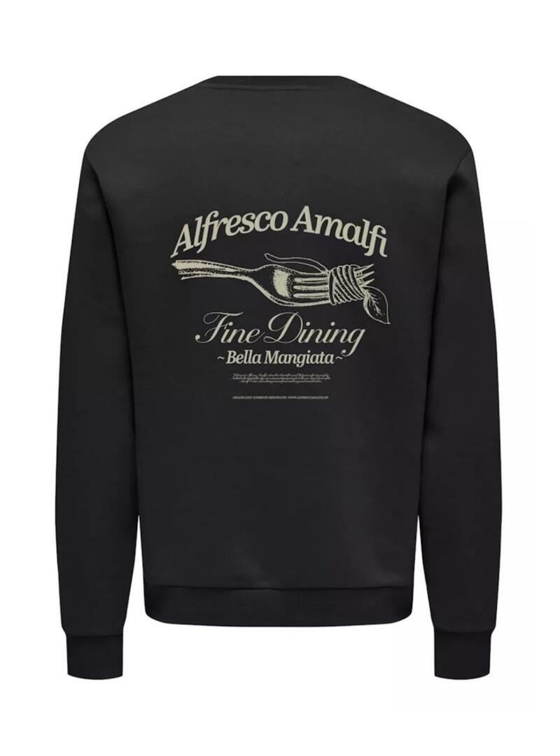 Felpa Only and Sons Fresco nera per uomo.