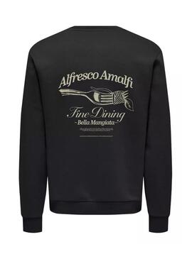 Felpa Only and Sons Fresco nera per uomo.