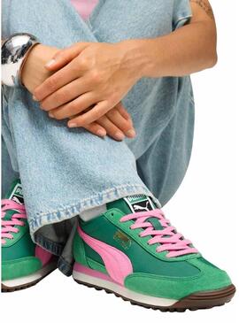 Sneakers Puma Easy Rider Vintage verde e rosa per donna.