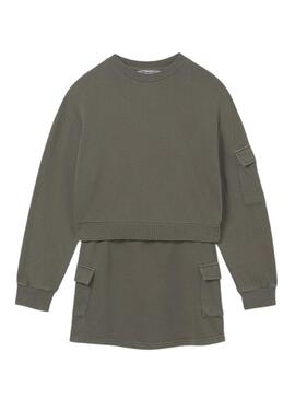 Set Mayoral gonna cargo e felpa verde bambina