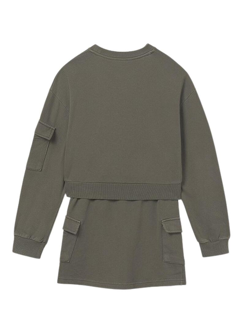 Set Mayoral gonna cargo e felpa verde bambina