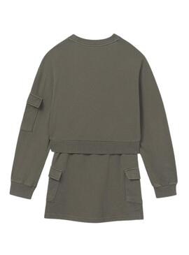 Set Mayoral gonna cargo e felpa verde bambina
