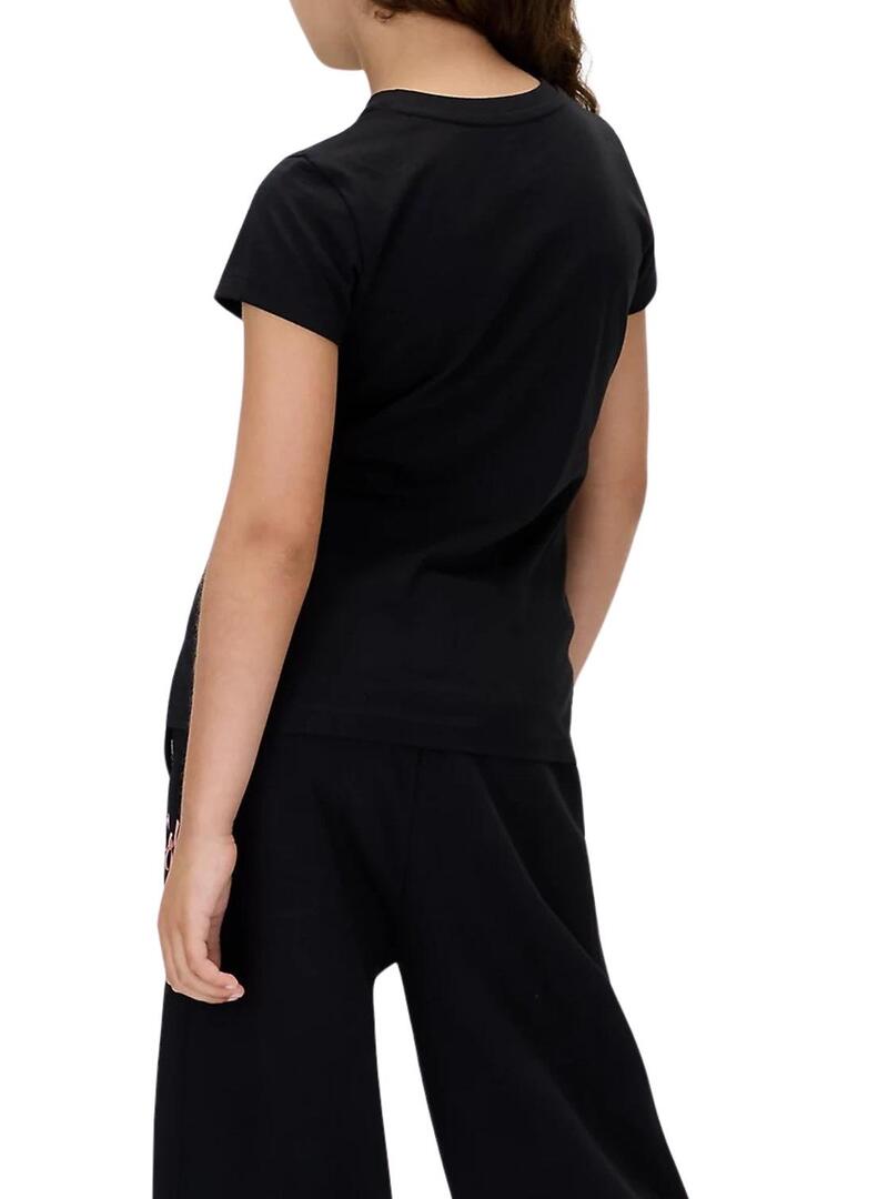 Maglietta Calvin Klein con logo Script nera per bambina.