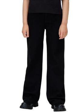 Pantaloni di jeans Calvin Klein Wide Leg neri per bambina