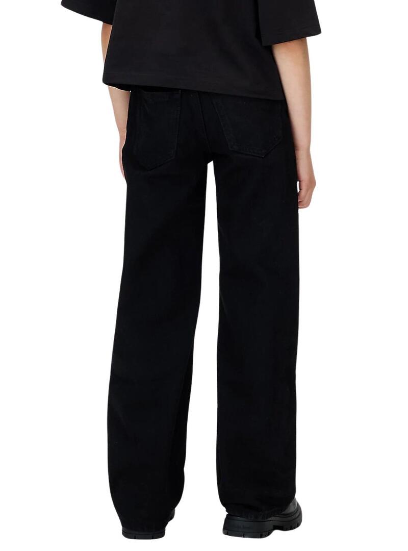 Pantaloni di jeans Calvin Klein Wide Leg neri per bambina