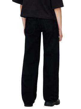 Pantaloni di jeans Calvin Klein Wide Leg neri per bambina