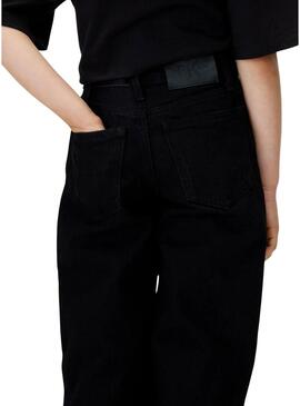 Pantaloni di jeans Calvin Klein Wide Leg neri per bambina