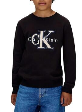 Felpa Calvin Klein Festive logo nera per bambino.