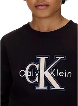 Felpa Calvin Klein Festive logo nera per bambino.