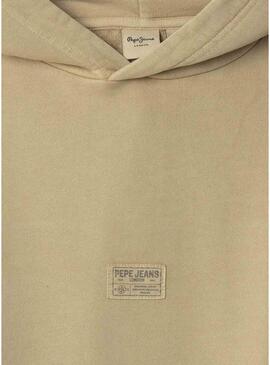 Felpa Pepe Jeans Timothy con cappuccio color tostato per bambino