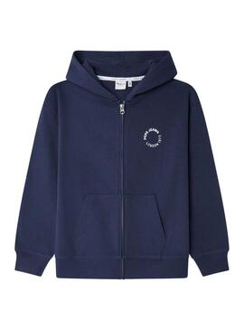 Felpa Pepe Jeans Yael con zip blu marino bambino