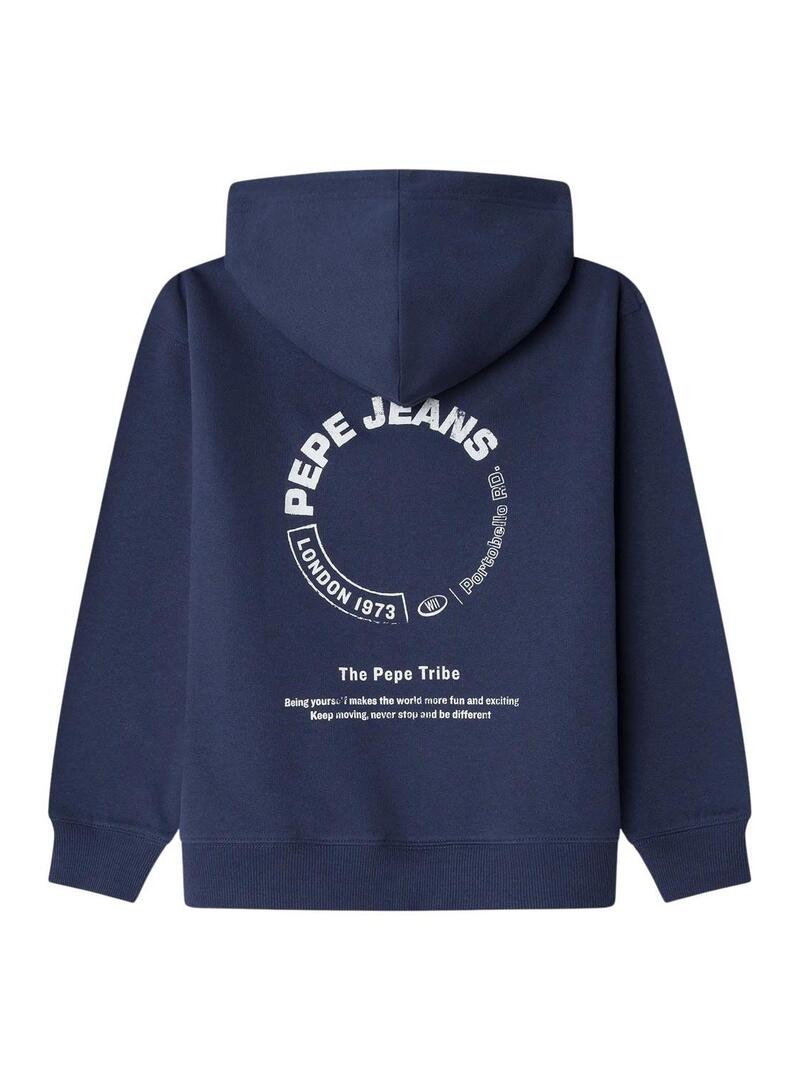 Felpa Pepe Jeans Yael con zip blu marino bambino