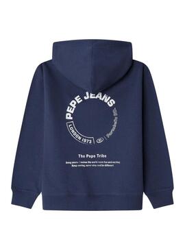 Felpa Pepe Jeans Yael con zip blu marino bambino
