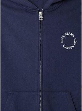 Felpa Pepe Jeans Yael con zip blu marino bambino