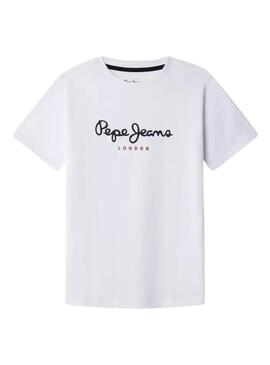 Maglietta Pepe Jeans New Art logo bianco per bambino