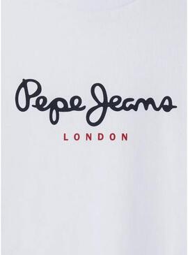 Maglietta Pepe Jeans New Art logo bianco per bambino