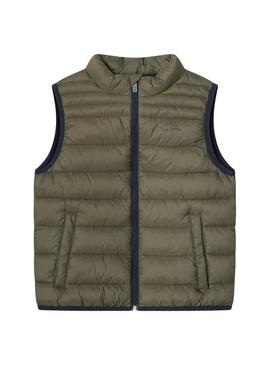 Gilet Pepe Jeans trapuntato Ahron verde per bambino.
