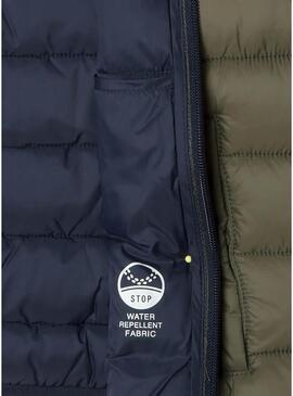 Gilet Pepe Jeans trapuntato Ahron verde per bambino.