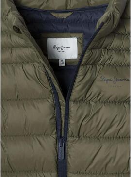 Gilet Pepe Jeans trapuntato Ahron verde per bambino.